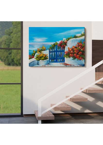 -Premier Kanvas Serileri- Deniz Manzaralı Bahçe Duvar TABLOSU-1220 indirimleri
