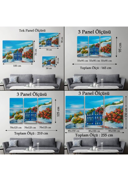 -Premier Kanvas Serileri- Deniz Manzaralı Bahçe Duvar TABLOSU-1220