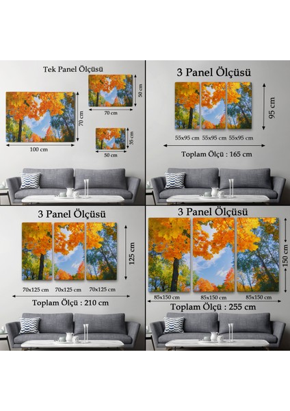 -Premier Kanvas Serileri- Sarı Yapraklı Sonbahar Manzarası Duvar TABLOSU-1236