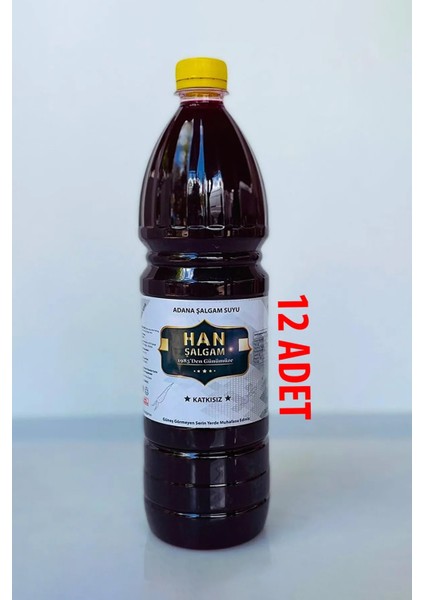 Katkısız Adana Şalgamı Sade Acısız 1 Lt (12 Adet)