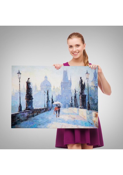 -Premier Kanvas Serileri- Şemsiye Altında Bir Çift Aşık Temalı Kanvas Duvar TABLOSU-1187 fırsatları