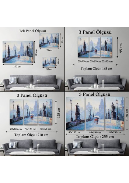 -Premier Kanvas Serileri- Şemsiye Altında Bir Çift Aşık Temalı Kanvas Duvar TABLOSU-1187