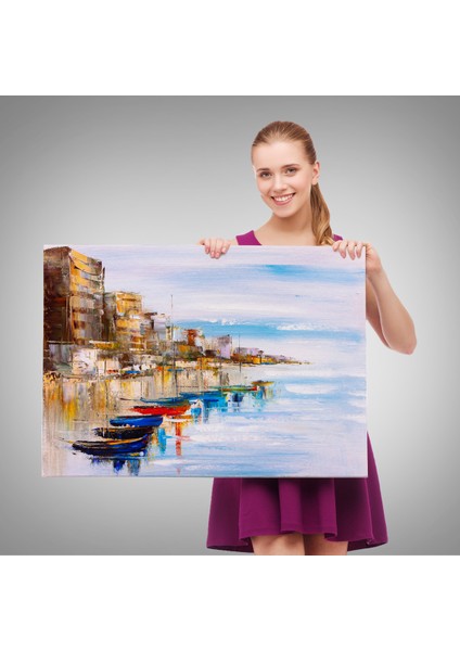 -Premier Kanvas Serileri- Mykonos Limanı Duvar TABLOSU-1209 fırsatları