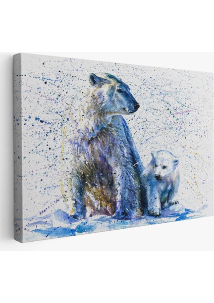 -Premier Kanvas Serileri- Kutup Ayısı ve Yavrusu Dekoratif Kanvas Tablo 1139