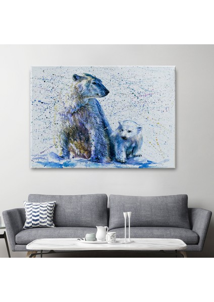 -Premier Kanvas Serileri- Kutup Ayısı ve Yavrusu Dekoratif Kanvas Tablo 1139 fiyatları