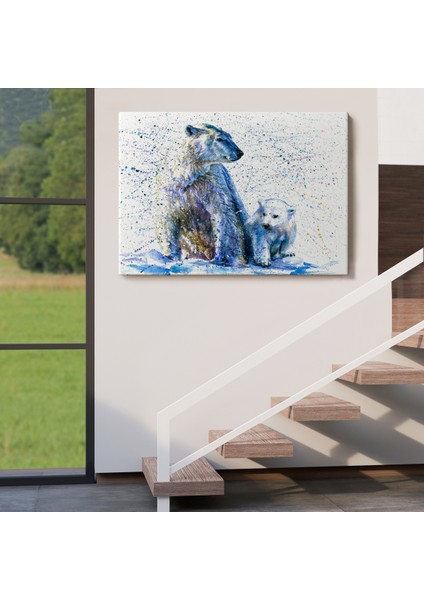 -Premier Kanvas Serileri- Kutup Ayısı ve Yavrusu Dekoratif Kanvas Tablo 1139 indirimleri