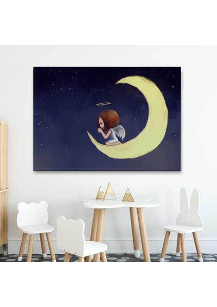 -Premier Kanvas Serileri- Ay'da Diz Çöküp Dua Eden Melek Kızın TABLOSU-1210 fiyatları