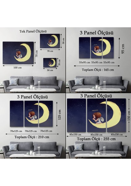 -Premier Kanvas Serileri- Ay'da Diz Çöküp Dua Eden Melek Kızın TABLOSU-1210