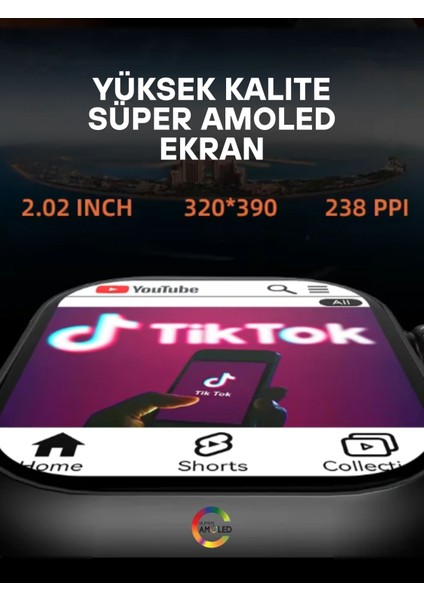 Hw S10 Call Btk Sim Kartlı Kameralı Yapay Zeka Android Amoled Ekran Akıllı Saat