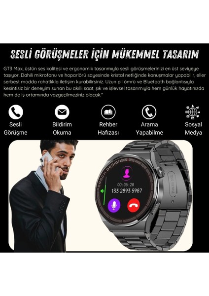 Yeni Spor Watch Gt3 Max Gümüş Akıllı Saat 1.45 Inç 46MM Nfc/sesli Arama Huawei iPhone Uyumlu 8,9,10 modelleri