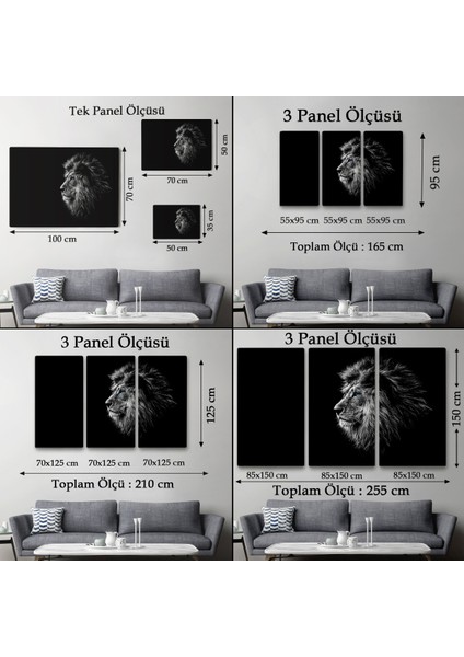 -Premier Kanvas Serileri- Aslan Dekoratif Kanvas Tablo 1153
