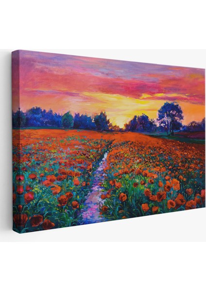 -Premier Kanvas Serileri- Haşhaş Tarlasının Yağlı Boya TABLOSU-1211