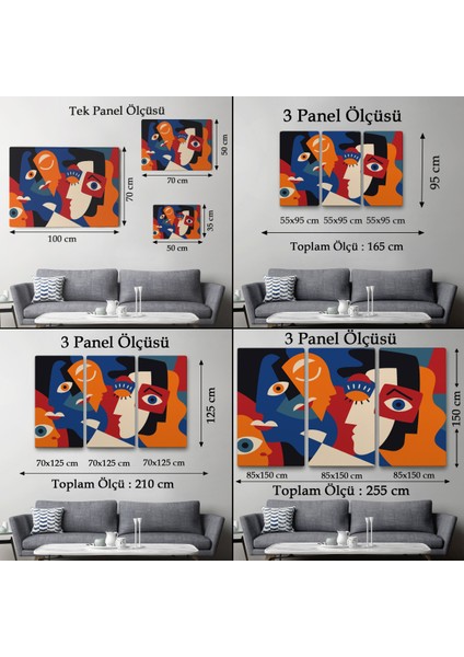 -Premier Kanvas Serileri- Picasso Tarzı Soyut Insan Yüzleri Kanvas Duvar TABLOSU-1195