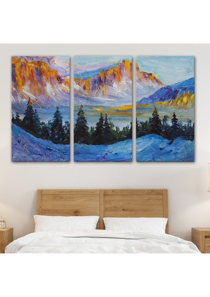 -Premier Kanvas Serileri- Rusya Karlı Dağları Manzarası Duvar TABLOSU-1235 modelleri