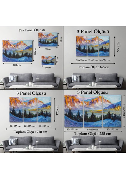 -Premier Kanvas Serileri- Rusya Karlı Dağları Manzarası Duvar TABLOSU-1235