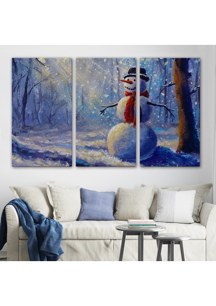 -Premier Kanvas Serileri- Ormanında Güneş Işınlarıyla Aydınlatılan Kardanadam TABLOSU-1239 modelleri