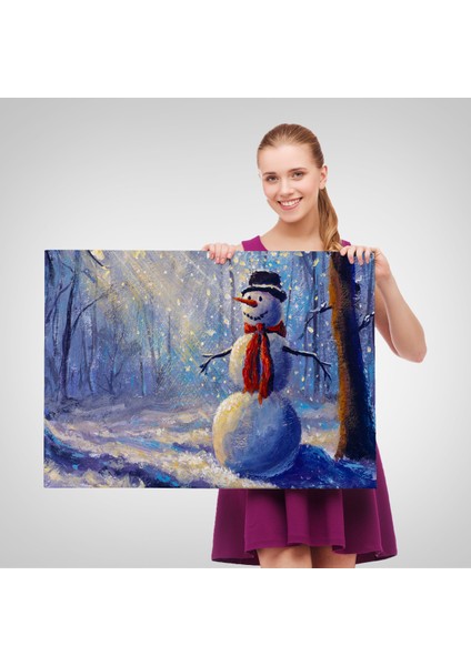 -Premier Kanvas Serileri- Ormanında Güneş Işınlarıyla Aydınlatılan Kardanadam TABLOSU-1239 fırsatları