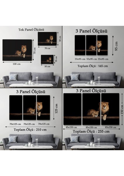 -Premier Kanvas Serileri- Aslanlar Dekoratif Kanvas Tablo 1151