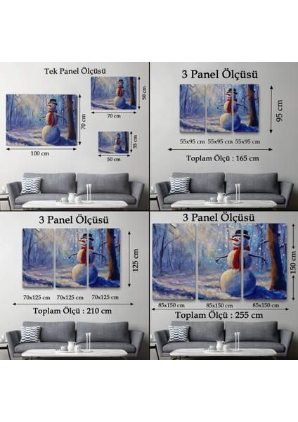 -Premier Kanvas Serileri- Ormanında Güneş Işınlarıyla Aydınlatılan Kardanadam TABLOSU-1239