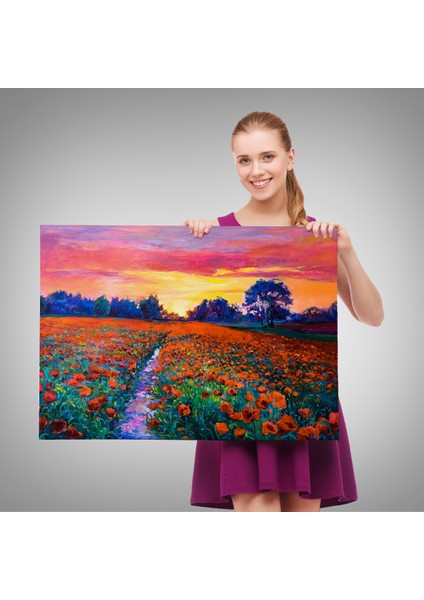 -Premier Kanvas Serileri- Haşhaş Tarlasının Yağlı Boya TABLOSU-1211 fırsatları