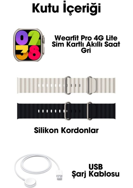 Wearfit Pro 4g Lite Sim Kartlı Kameralı Btk Kayıt Distribitör Garanti Akıllı Kol Saati Amoled Gri fiyatları