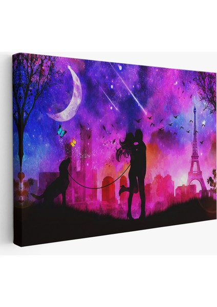 -Premier Kanvas Serileri- Eyfel Kulesi Önünde Öpüşen Çift Duvar TABLOSU-1224