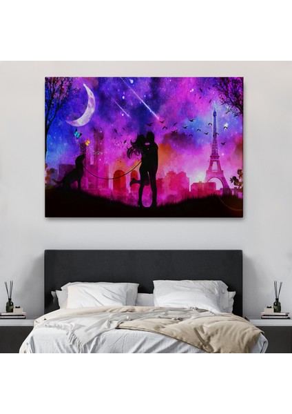 -Premier Kanvas Serileri- Eyfel Kulesi Önünde Öpüşen Çift Duvar TABLOSU-1224 fiyatları