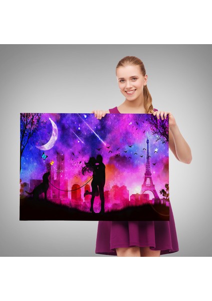 -Premier Kanvas Serileri- Eyfel Kulesi Önünde Öpüşen Çift Duvar TABLOSU-1224 fırsatları