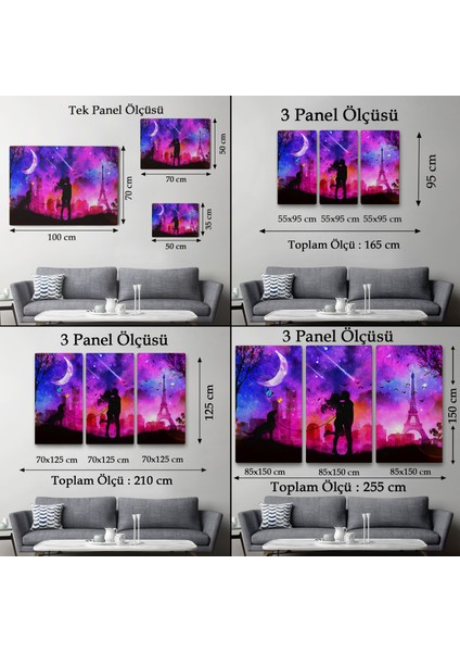 -Premier Kanvas Serileri- Eyfel Kulesi Önünde Öpüşen Çift Duvar TABLOSU-1224 indirimleri