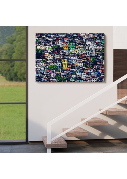 -Premier Kanvas Serileri- Kalabalık Şehir Manzarası Duvar TABLOSU-1228 indirimleri