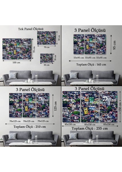 -Premier Kanvas Serileri- Kalabalık Şehir Manzarası Duvar TABLOSU-1228