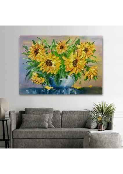 -Premier Kanvas Serileri- Vazodaki Ayçiçekleri Duvar TABLOSU-1237 fiyatları
