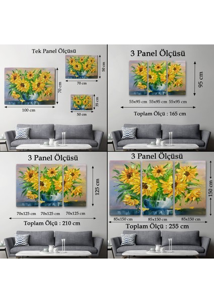 -Premier Kanvas Serileri- Vazodaki Ayçiçekleri Duvar TABLOSU-1237