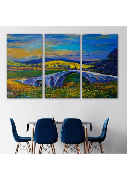 -Premier Kanvas Serileri- Köy Taşköprüsü Günbatımı Manzarası Duvar TABLOSU-1202 modelleri