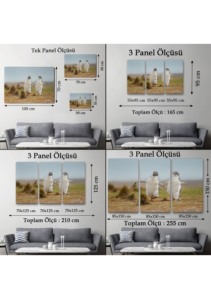 -Premier Kanvas Serileri- Mutlu Yavru Penguenler Dekoratif Kanvas Tablo 1152