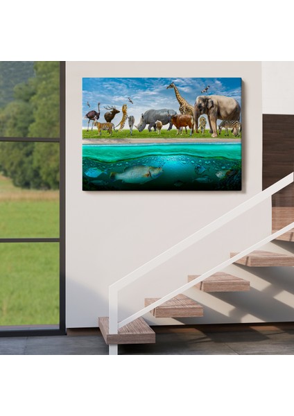 -Premier Kanvas Serileri- Hayvanlar Alemi Dekoratif Kanvas Tablo 1177 indirimleri