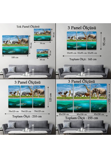 -Premier Kanvas Serileri- Hayvanlar Alemi Dekoratif Kanvas Tablo 1177