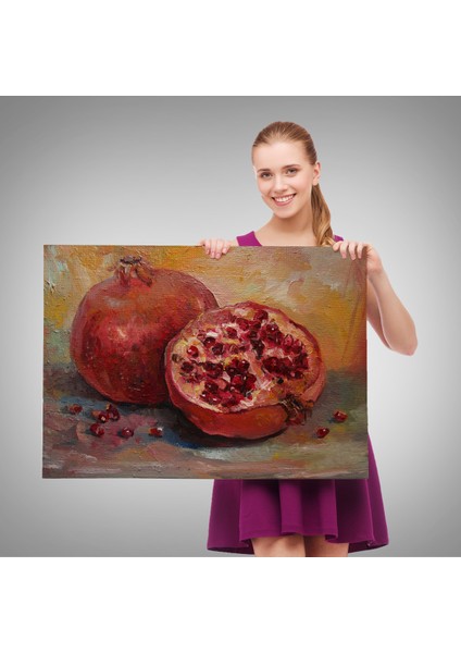 -Premier Kanvas Serileri- Nar Yağlı Boya Görünümlü Klasik Sanat TABLOSU-1230 fırsatları