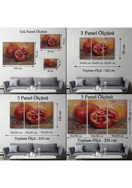 -Premier Kanvas Serileri- Nar Yağlı Boya Görünümlü Klasik Sanat TABLOSU-1230