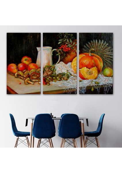-Premier Kanvas Serileri- Masa Üstündaki Meyveler Yağlı Boya Görünümlü TABLO-1214 modelleri
