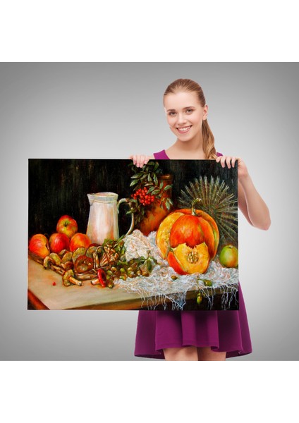 -Premier Kanvas Serileri- Masa Üstündaki Meyveler Yağlı Boya Görünümlü TABLO-1214 fırsatları