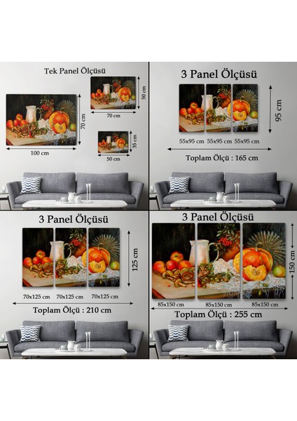 -Premier Kanvas Serileri- Masa Üstündaki Meyveler Yağlı Boya Görünümlü TABLO-1214