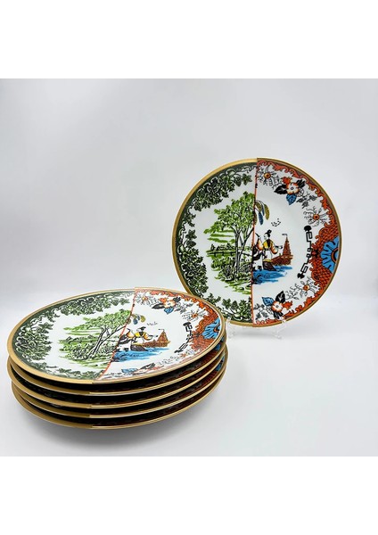 İki Desenli Serenat 6'lı Servis Tabağı modelleri