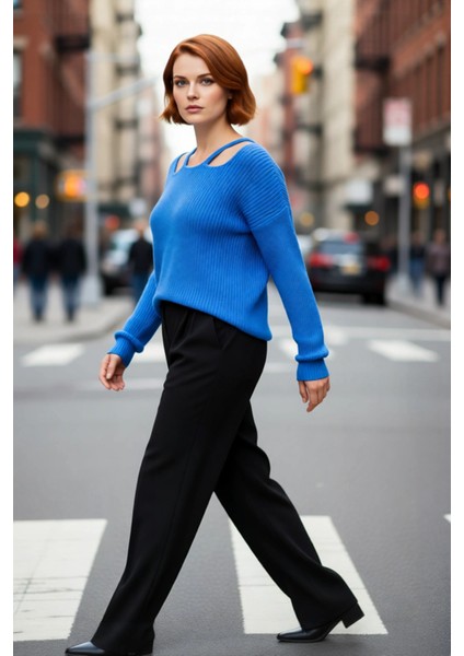 Kadın Modern Tasarım Kare Yaka Omuz Dekolteli Akrilik Triko Kazak Kışlık Günlük Kombinler Için modelleri