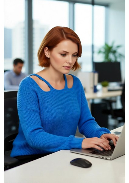 Kadın Modern Tasarım Kare Yaka Omuz Dekolteli Akrilik Triko Kazak Kışlık Günlük Kombinler Için fırsatları