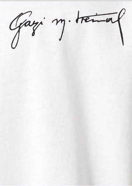 Atatürk Özel Tasarım Ön ve Arka Baskılı Tişört – Beyaz %100 Pamuklu