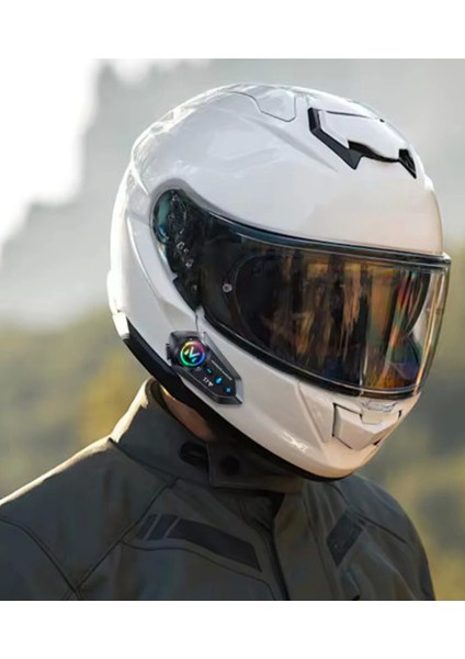 Y12 Motor Kask Kulaklık Rgb Modlu Radyolu Motosiklet Kulaklık 5.3 Bluetooth Intercom - Lisinya