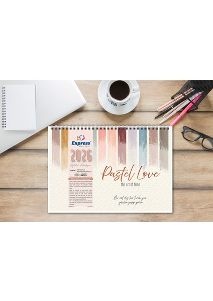 2026 Takvim A4 Ebat 53 Haftalık Planlayıcı Pastel Love