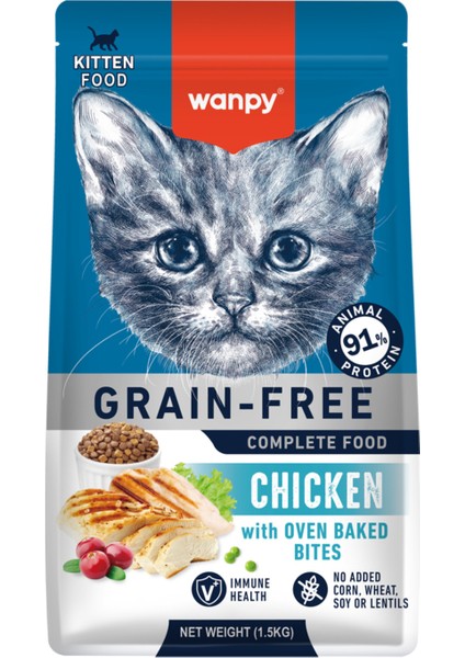 Tahılsız Süper Premium %89 Hayvansal Protein Içerikli Tavuklu 1.5 kg Yavru Kedi Maması