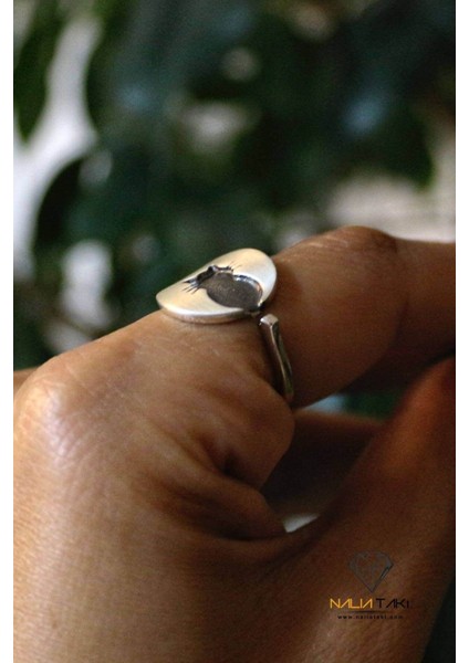 Damla Bıyıklı Kedi Gümüş Yüzük modelleri